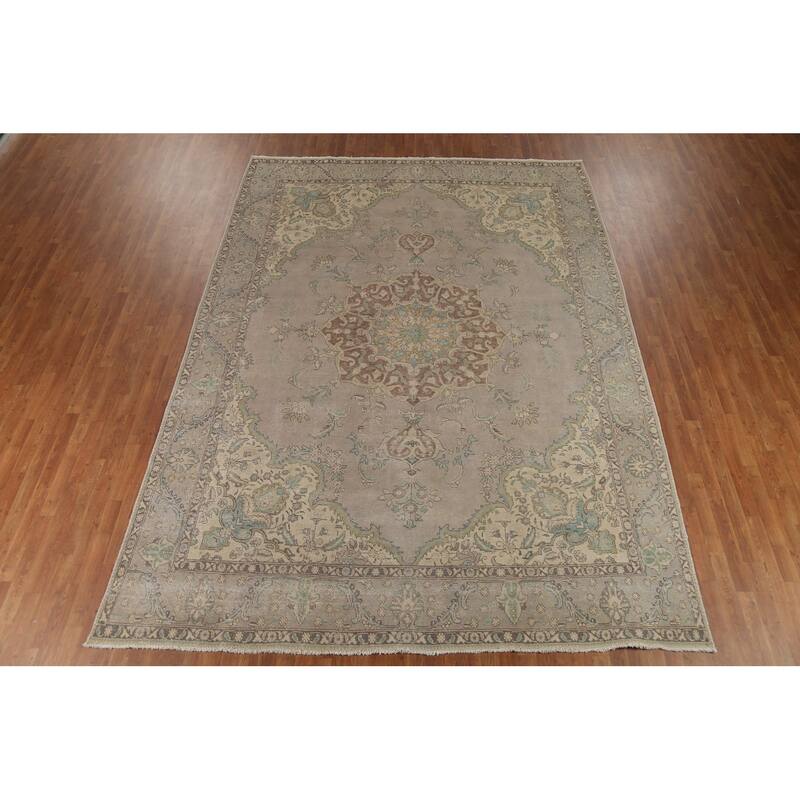 Tabriz Persian Vintage Rug Hand-Knotted Traditional Wool Carpet - 9'4"x 12'8"