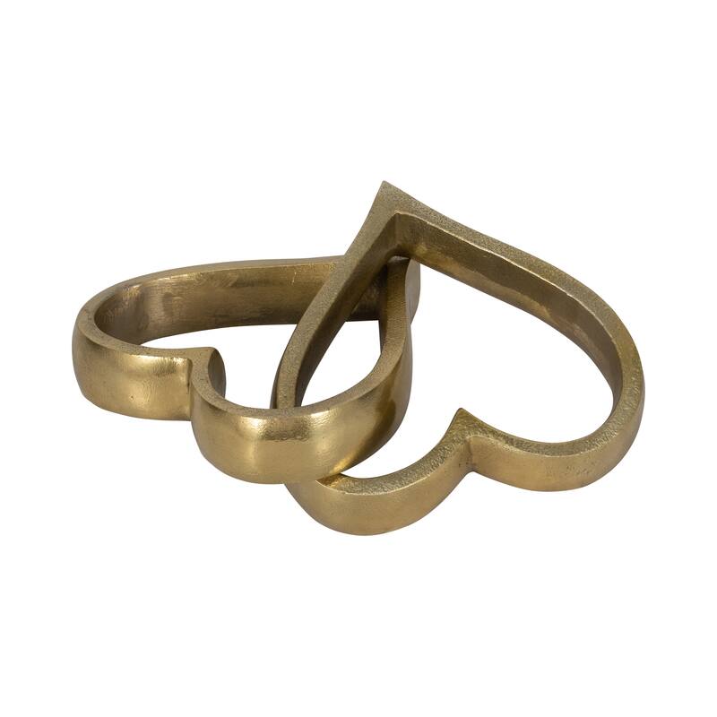 Sagebrook Home Gold Linked Metal Heart Chain, Aluminum, 9 Inches, Artistically crafted - 9" x 5" x 2"