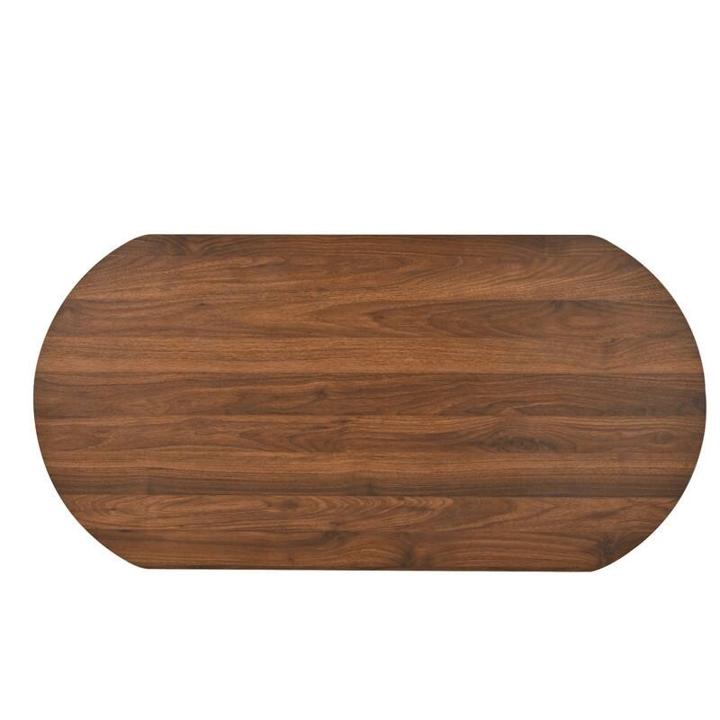 Wood Lift Top Coffee Table with Hidden Storage, 47" Oval Lift Table Top wavy grooves Design Conversation Table