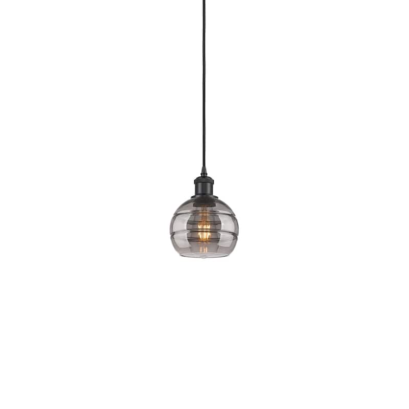 Innovations Lighting 516-1P-8-6 Rochester Pendant Rochester 6" Wide - Matte Black / Smoked