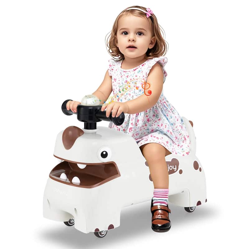 Babyjoy Ride on Toy Baby Dinosaur Sliding Car with4 Universal Casters - See Details