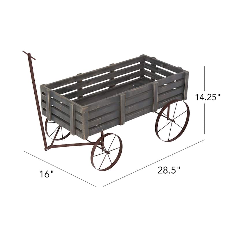 Goldcoast Rustic Wagon Garden Planter with Metal Wheels