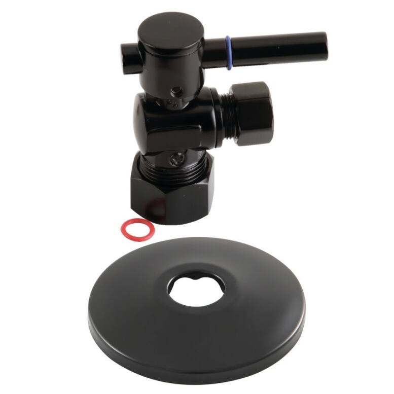 Kingston Brass CC5330.DLK 5/8" X 3/8" OD Comp Quarter-Turn Angle Stop - Matte Black