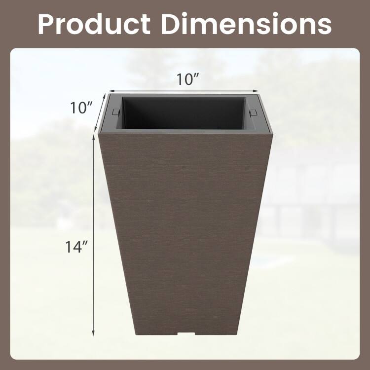 Brown PP Self-Watering Flowerpots Set of 2 with Removable Inner Bucket
