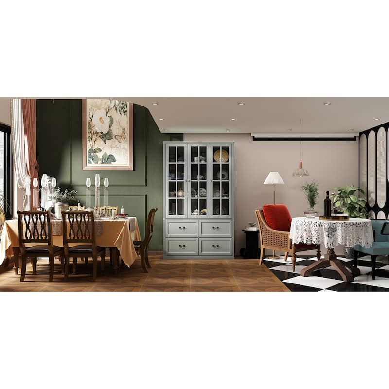 Modular Glass Doors Display Cabinet Combo Bookcase Home Office Pantry