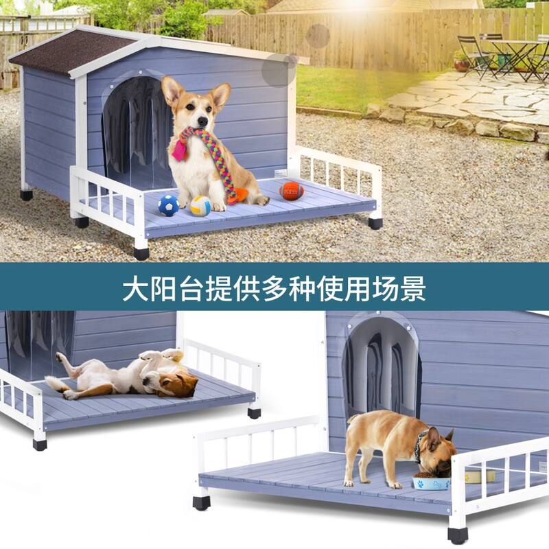 Outdoor Wooden Dog House with Hinges Openable Roof and Removable Floor