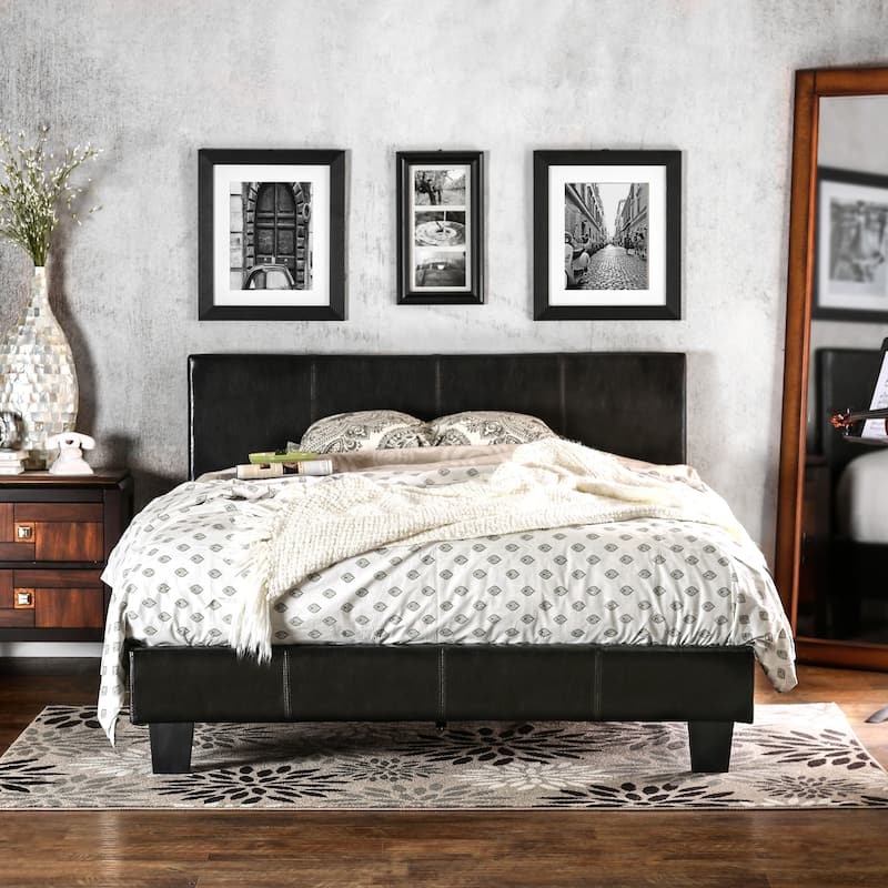 Furniture of America Lala Modern King Faux Leather Platform Bed