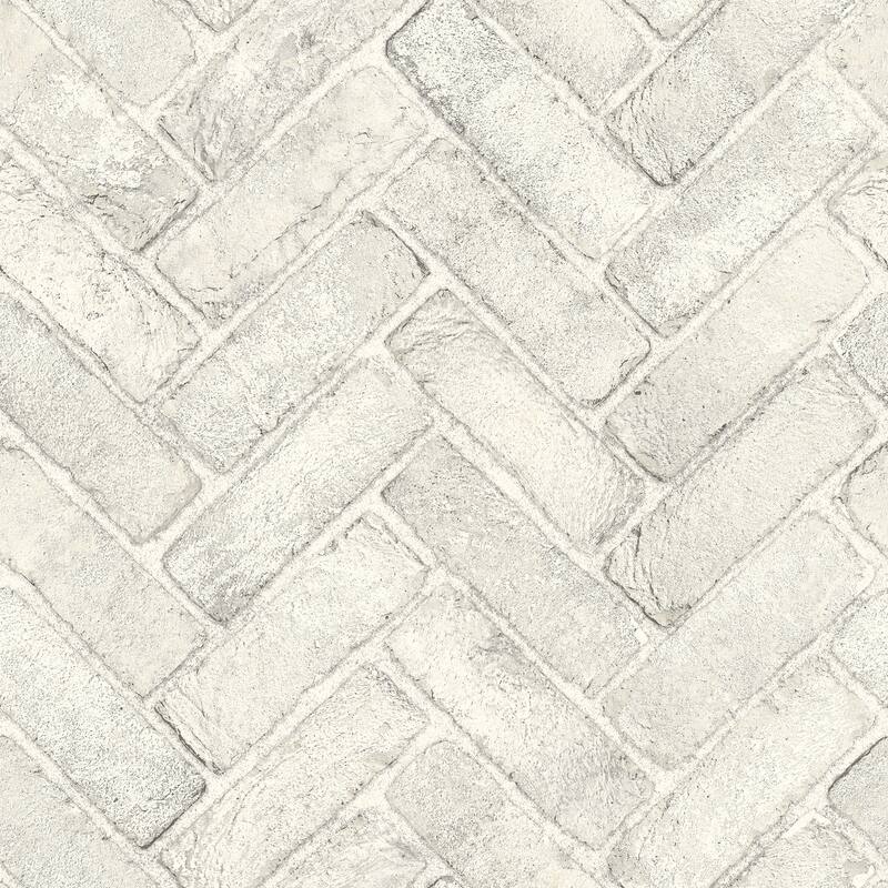 Chesapeake Canelle White Brick Herringbone Wallpaper