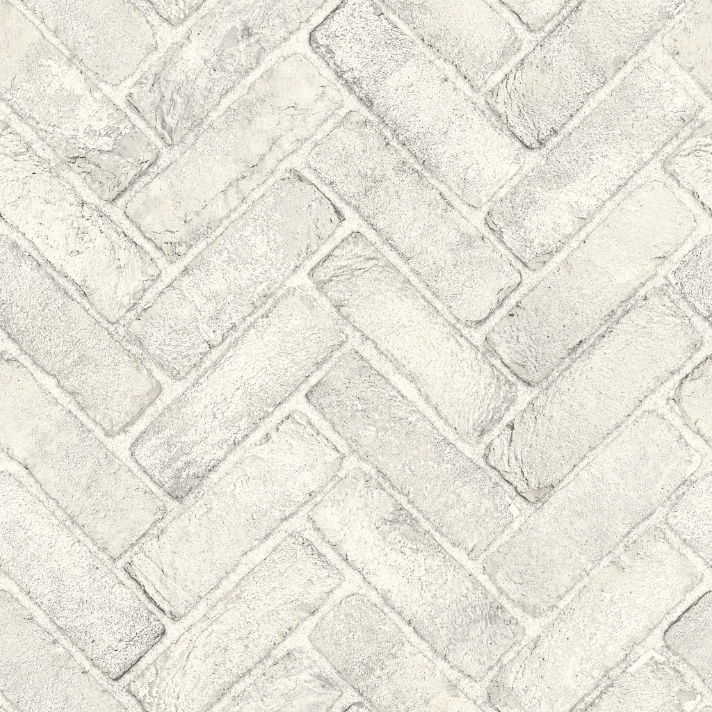 Chesapeake Canelle White Brick Herringbone Wallpaper