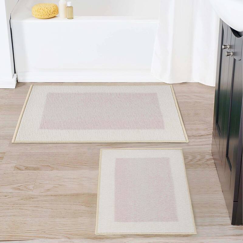 Solid Washable Non-Slip Backing 2 Piece Bath Rug Set by Superior - White