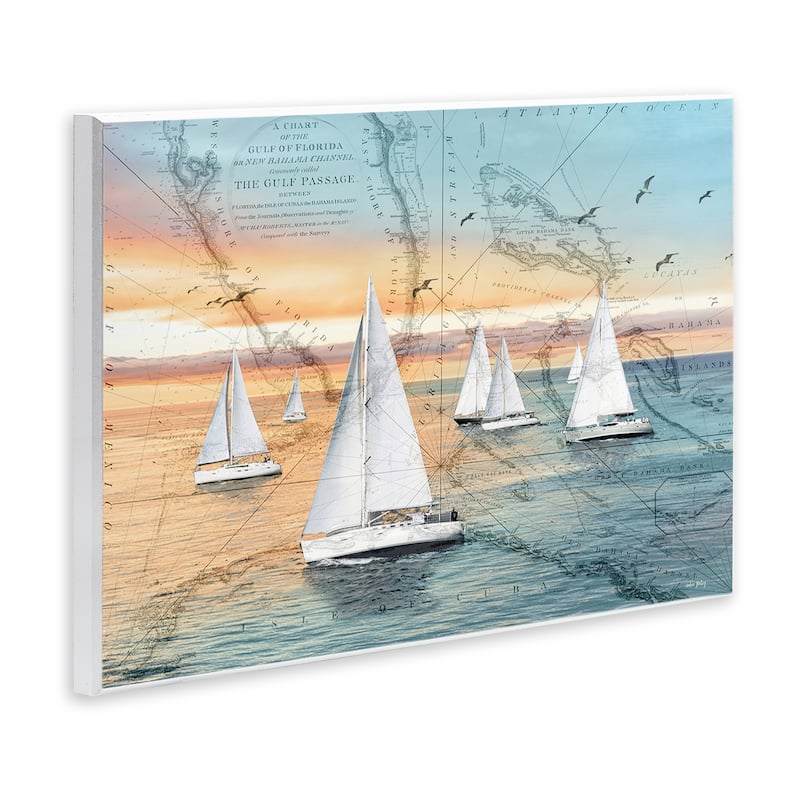 Stupell Nautical Ships & Vintage Map Wall Plaque Art Design By Amber Sterling