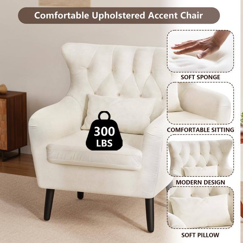 Tuft Velvet Living Room Thick Cushion Accent Chair