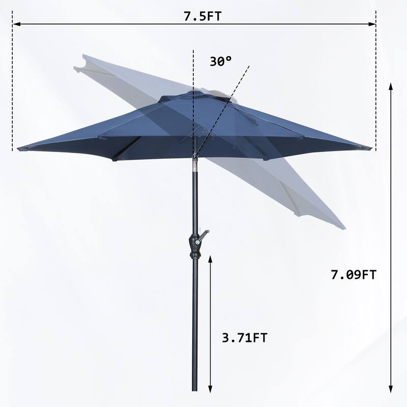 Ainfox 7.5ft Patio Umbrella Push Button Tilt Outdoor Market Umbrella Without Base