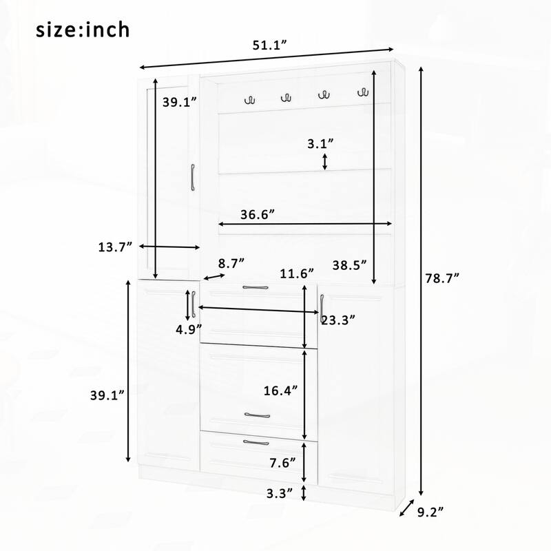 Entryway Bench with Integrated Shoe Cabinet