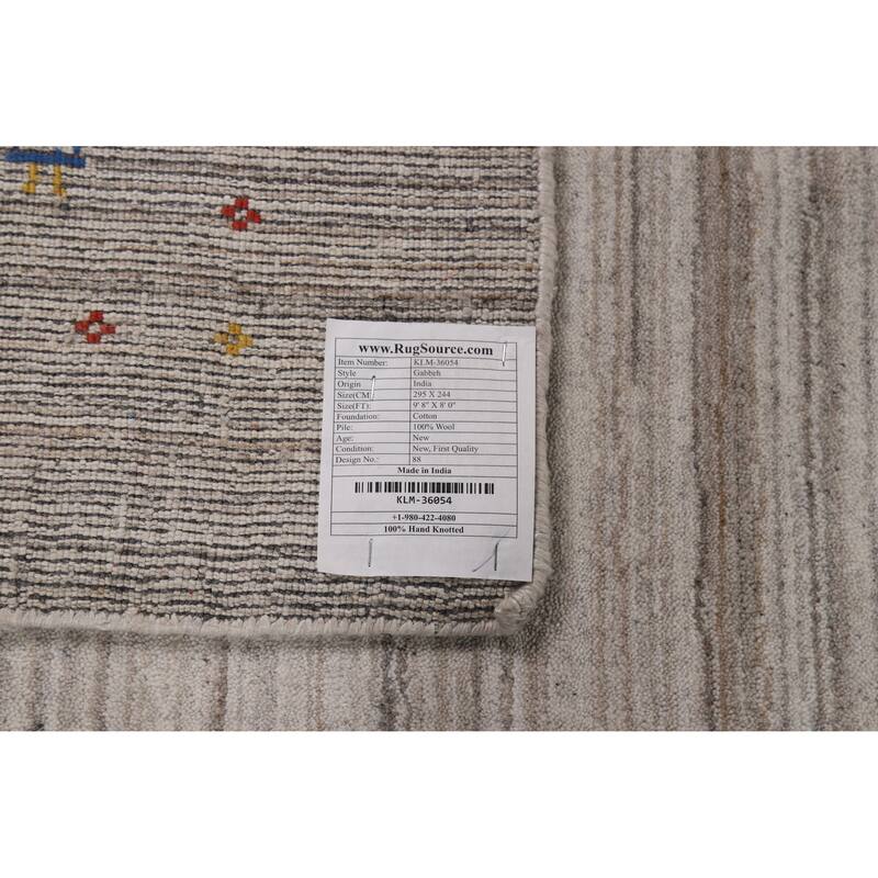 Little Animals Gabbeh Oriental Area Rug Hand-Knotted Wool Carpet - 8'0" x 9'8"