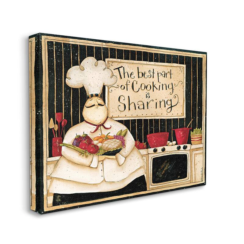 Stupell Cooking Is Sharing Phrase Vintage Hefty Kitchen Chef Canvas Wall Art