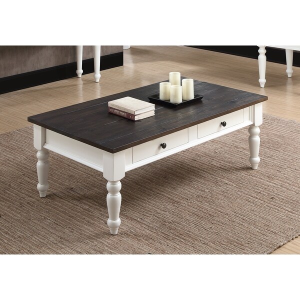 The Gray Barn White and Brown Rustic Plank Top Cocktail Table. Opens flyout.