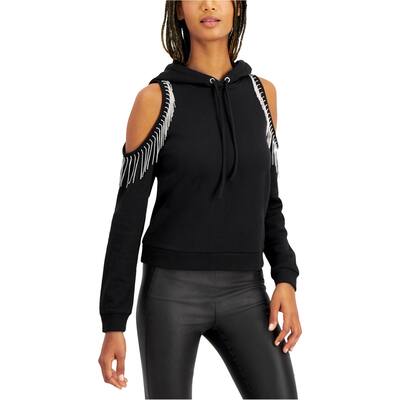 I.N.C Womens Fringe Hoodie Sweatshirt
