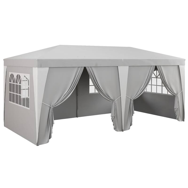 19 x 10 Foot Pop Up Canopy Tent with Removable Sidewalls, Adjustable Height, Instant Shelter Gazebo for Outdoor Events - Grey