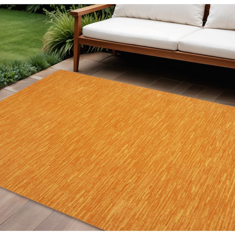 HomeRoots Contemporary Rectangle Outdoor Rug - 9' X 12' - Orange - 9' X 12'
