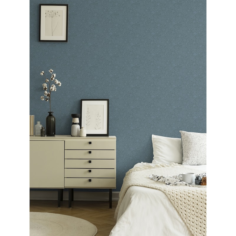 A-Street Prints Wilma Blue Block Print Wallpaper