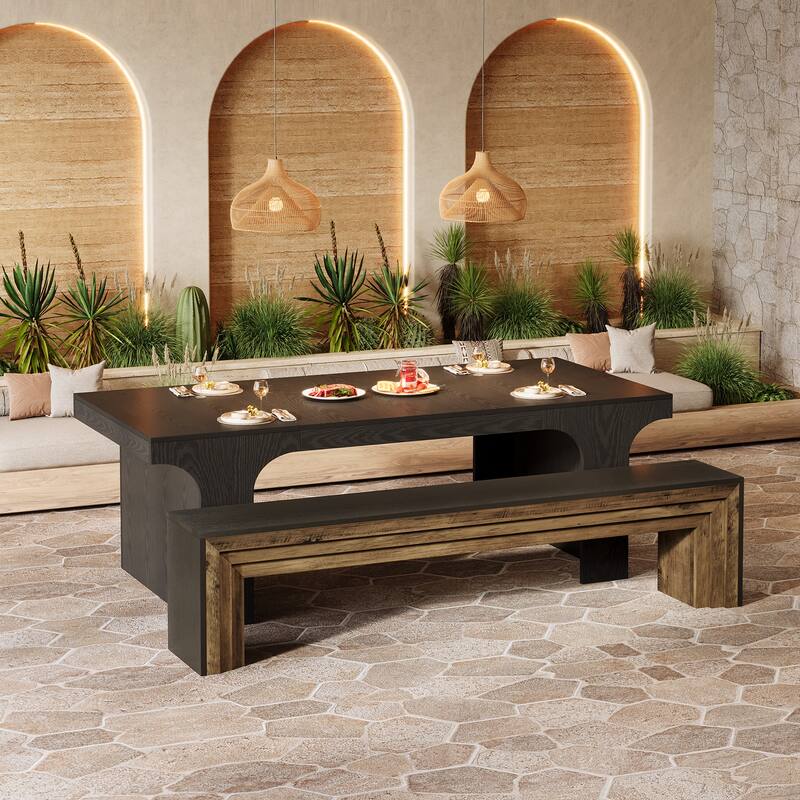 70.9-Inch Extra Long Dining Bench, Farmhouse Wooden Kitchen Bench