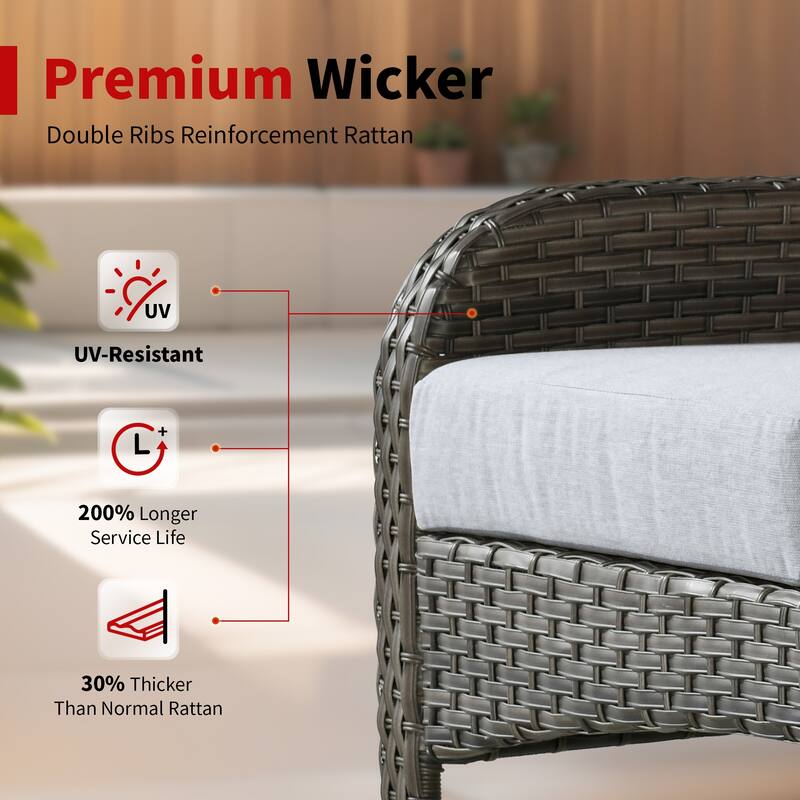 OVIOS 7 Pieces Outdoor Patio Swivel Chair Loveseat Conversation Set