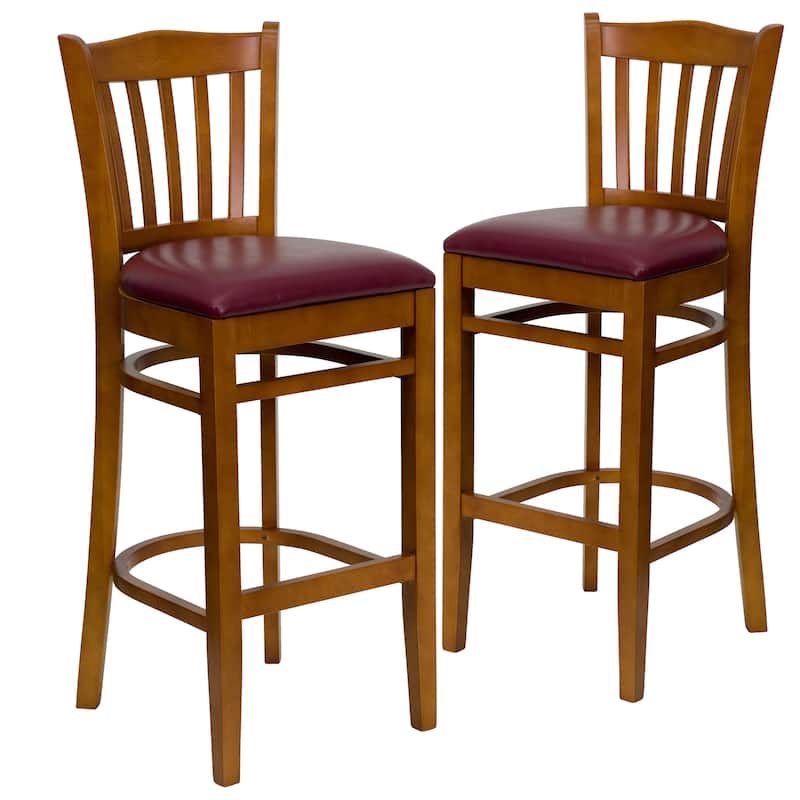 2Pk Vertical Slat Back Wood Restaurant Barstool - Hospitality Seating
