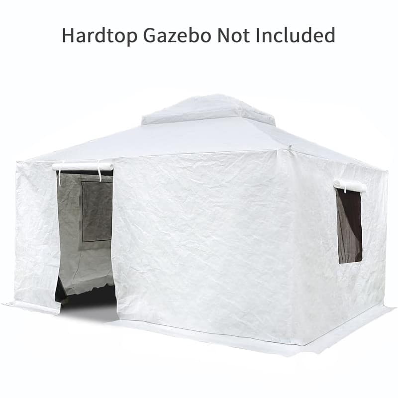 Domi 8' x 8' Universal Winter Gazebo Cover, All Season Waterproof Enclosed Cover with Sidewalls & Ventilated Mesh Windows, White