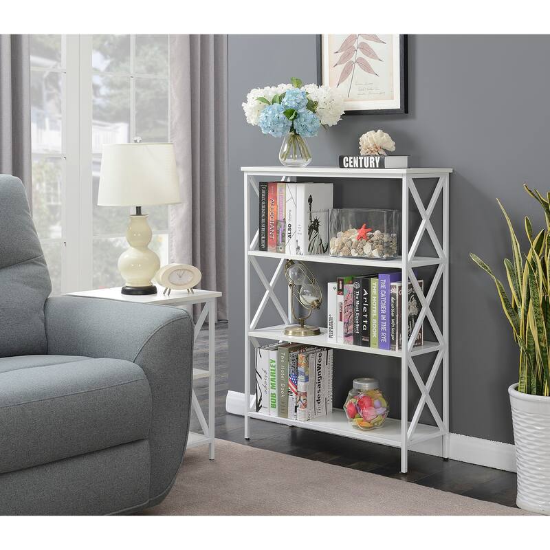 Carbon Loft Ehrlich Metal and Wood 4-Shelf Bookcase - White