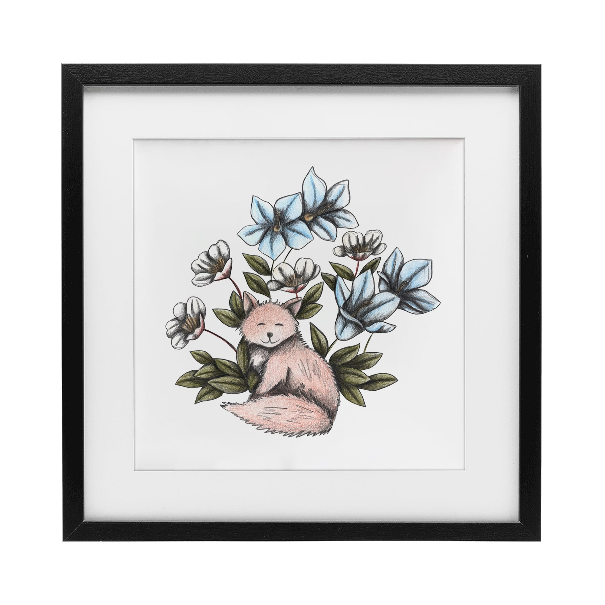 Stupell Gentle Fox with Flowers Under Glass Framed Design By Cecilia Battaini