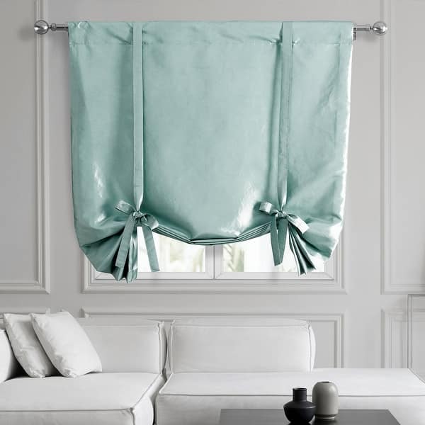 slide 2 of 55, Exclusive Fabrics Faux Silk Taffeta Tie-Up Window Shade (1 Panel) 46 X 63 - Robin's Egg
