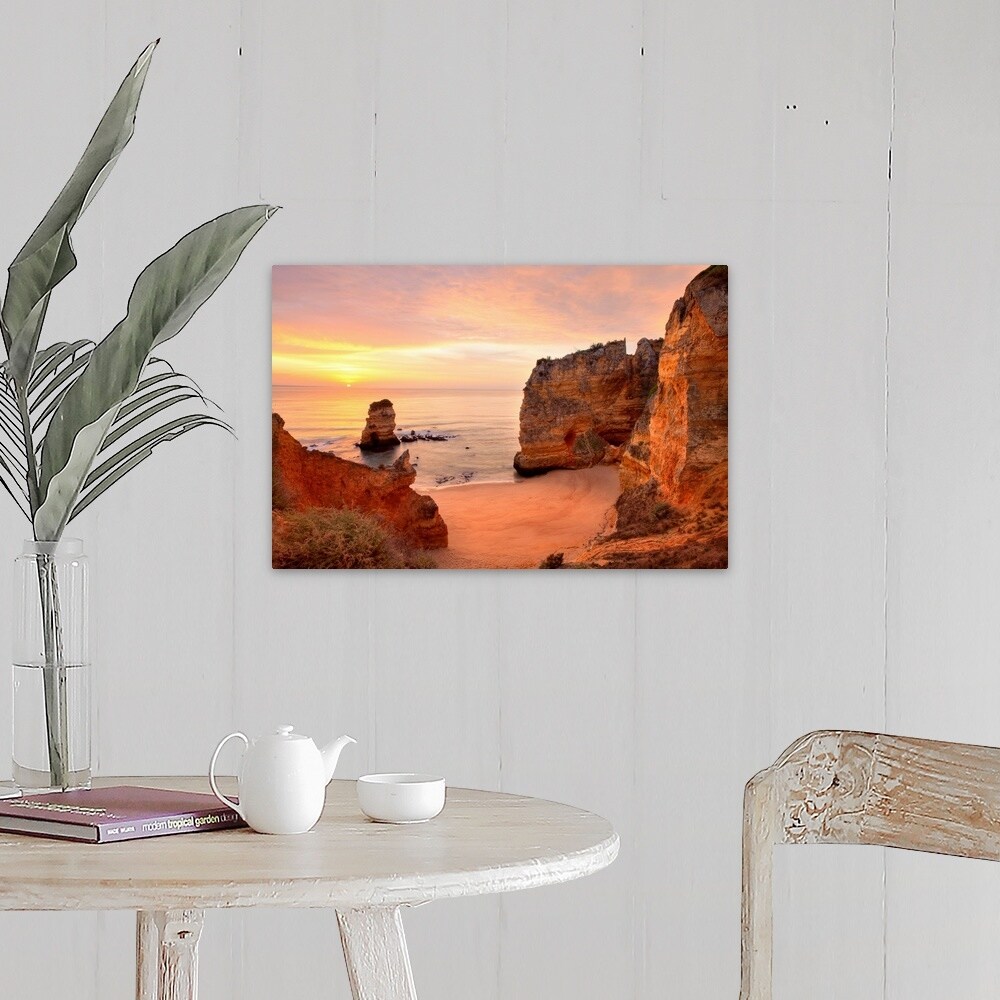 Shop Warm Sunrise Seascape At Praia Dona Ana Beach In Lagos