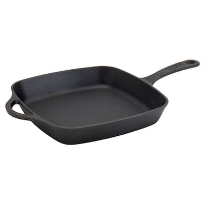 Mason Craft & More 11inch Pre-seasoned Cast Iron Square Fry Pan with Assist Handle