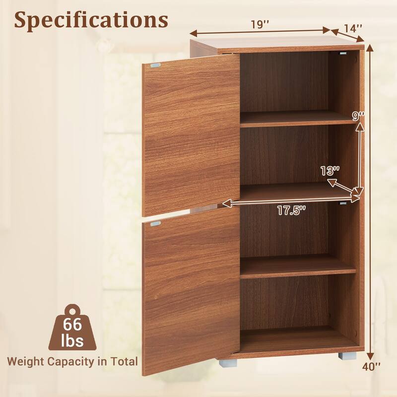 Gymax 2-Door Storage Cabinet w/ Adjustable Shelves Kitchen Buffet