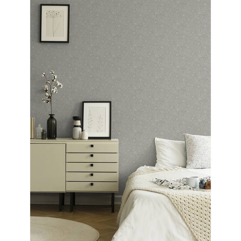 A-Street Prints Wilma Grey Block Print Wallpaper