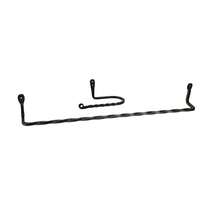 Hand Forged Wrought Iron Wall Mount Towel Bar/ Toilet Paper Holder Set - 3.25 X 24.75 X 2.5 inches