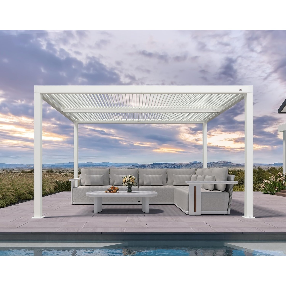 PURPLE LEAF Louvered Pergola Outdoor Aluminum Pergola with Adjustable Roof for Patio Hardtop Gazebo
