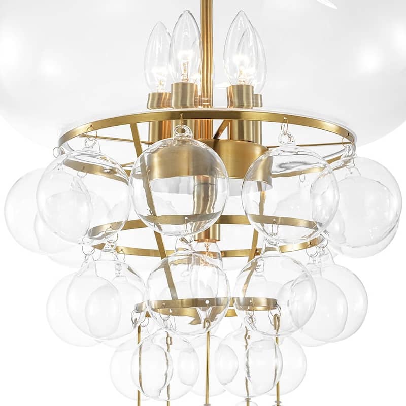 Sculptural Jellyfish 6-Light Clear Glass Globe Tassel Pendant Light