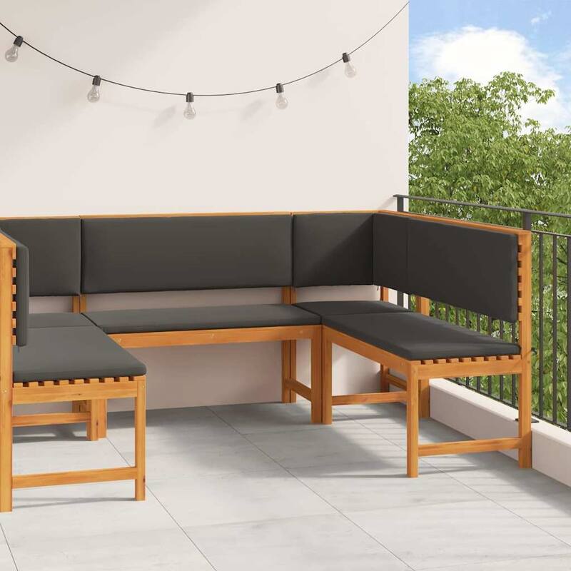 vidaXL Garden Bench Set Brown solid acacia wood - 20 x 35 x 30 - Brown-3 benches + 2 chairs - Form (11)