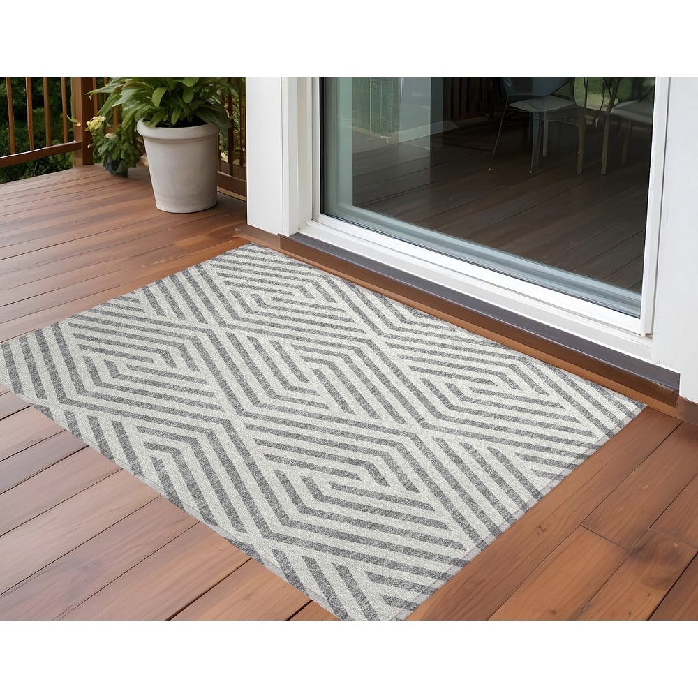 Alnaz Sleek Geometric Weather Resistant Blended Style Outdoor Rug