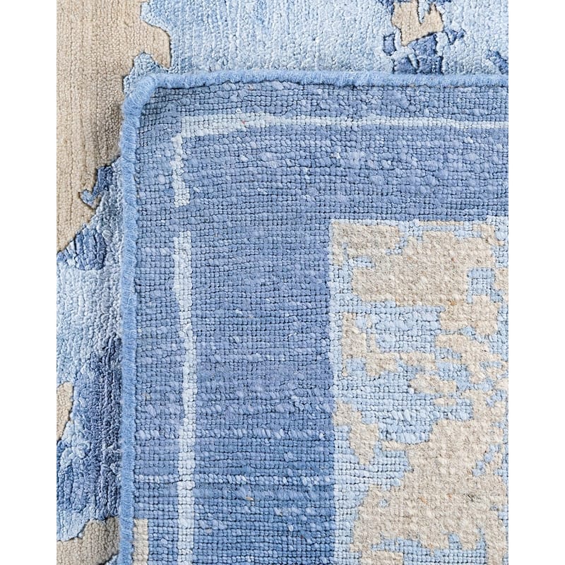 Modern One-of-a-Kind Hand-Knotted Area Rug, Blue - 8' 1" x 10' 2"