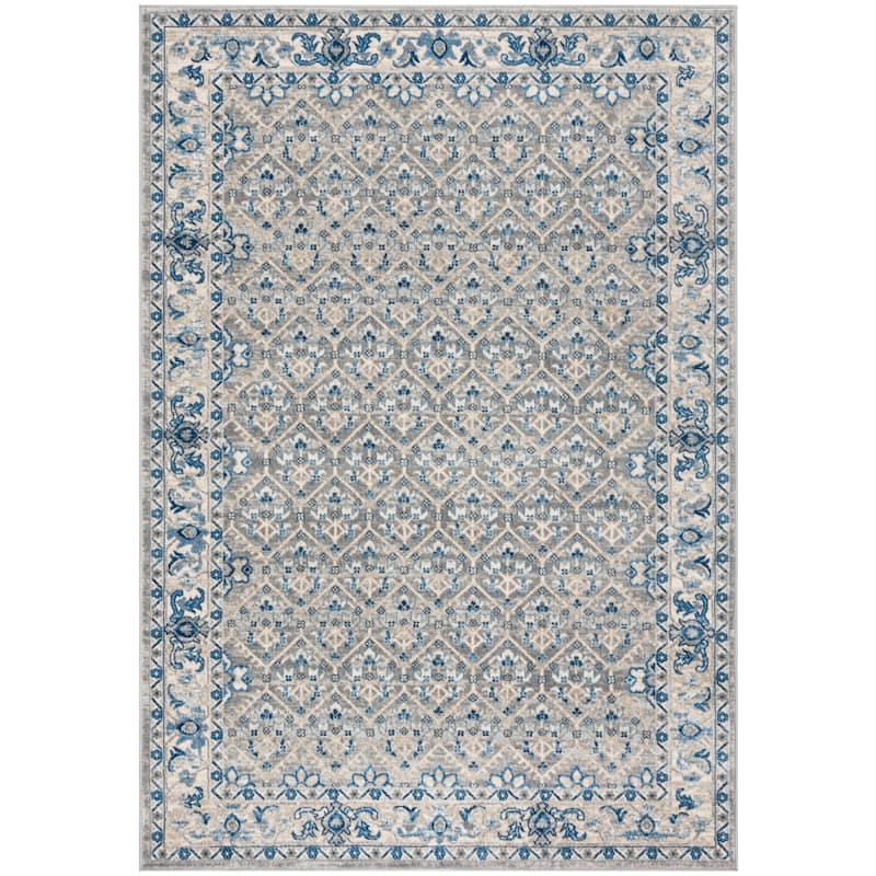 SAFAVIEH Brentwood Dile Oriental Damask Trellis Rug - Light Grey/Blue - 6' x 9'