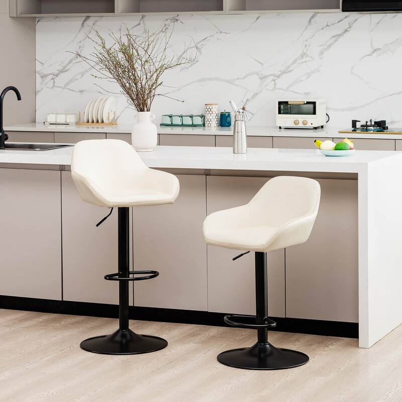 Glitzhome 41"H Round Wood Top High Pub Table with Gaslift Adjustable Swivel Bar Stools Set