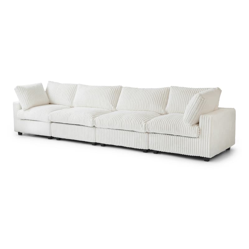 157.48" Soft Plush Modular Sectional Sofa 4-Seater Upholstered Living Room Couch