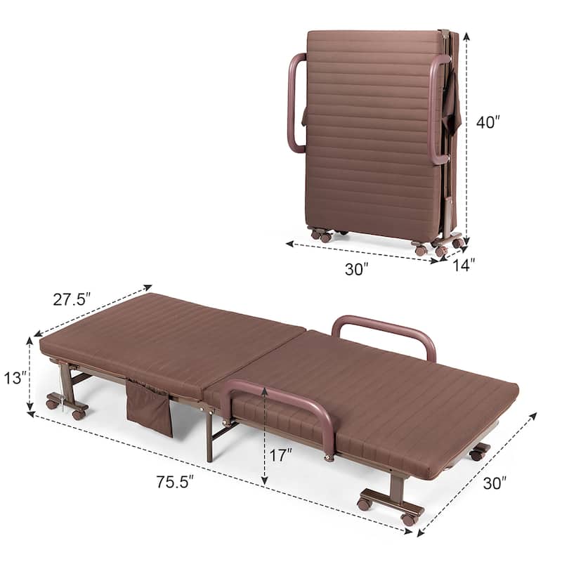 Costway Folding Bed Adjustable Guest Single Bed Twin Mattress Portable - See Details
