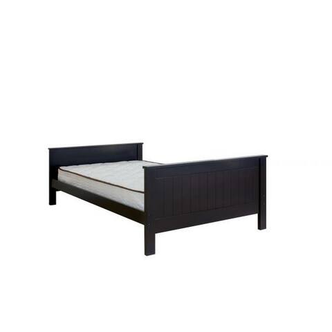 Twin Panel Bed with Plank Style Headboard, Black