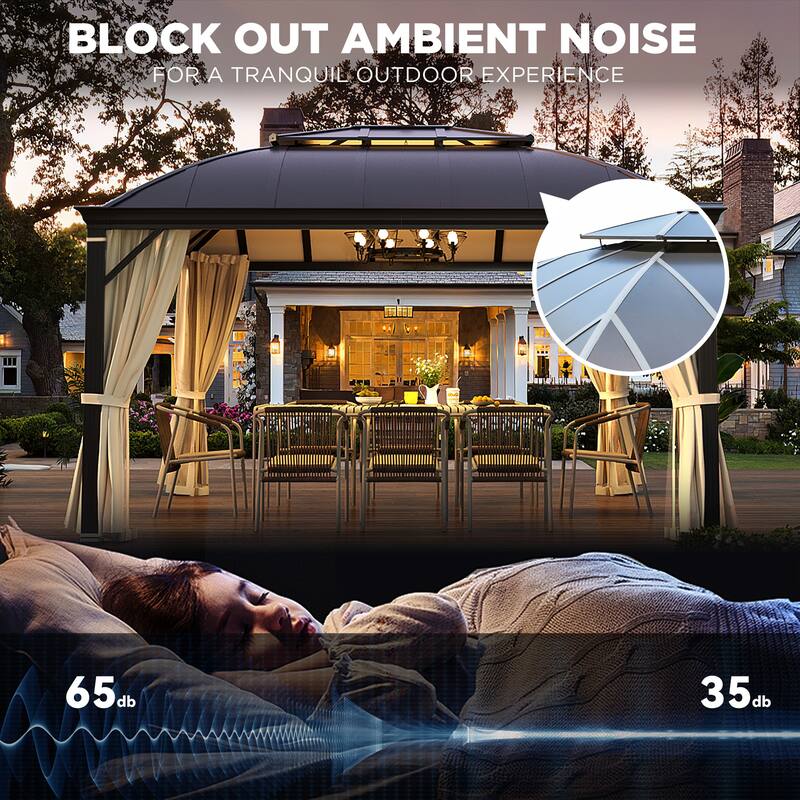 Waterproof Aluminum Gazebo w/ Double Roof & Netting - Patio, Garden Pergola