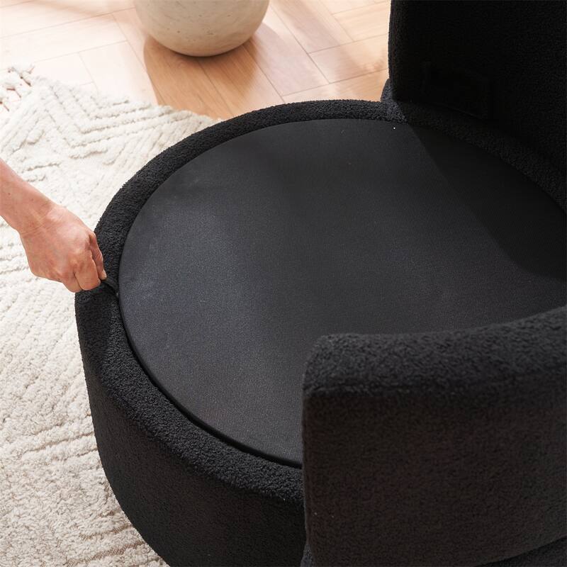 Teddy Fabric Swivel and Storage Chair w/ Back Cushion for Living Room