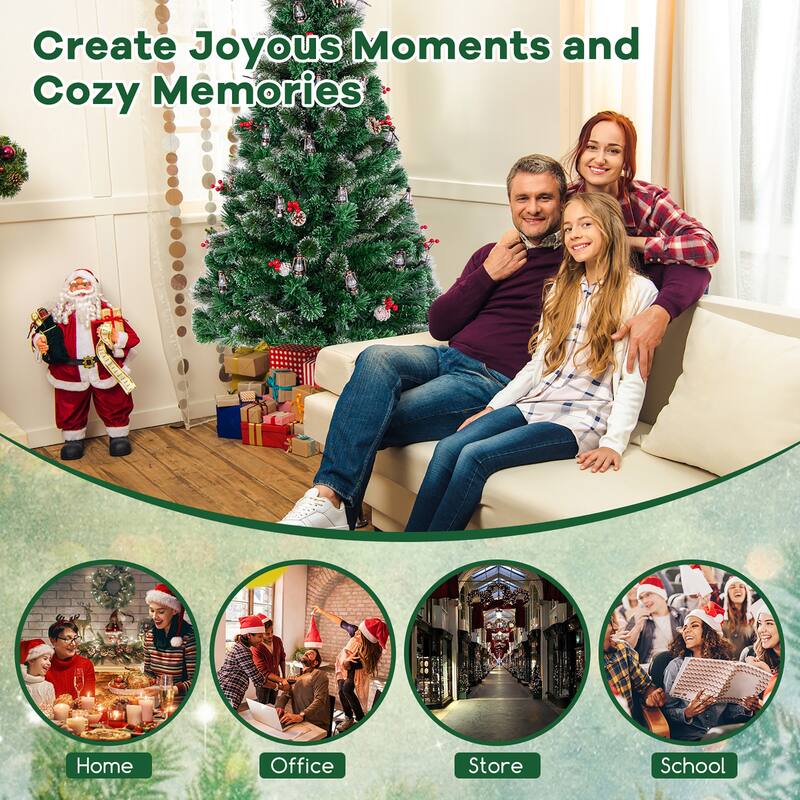 Gymax 5/6/7 FT Christmas Tree Artificial Xmas Tree w/ 8 Lighting Modes - See Details